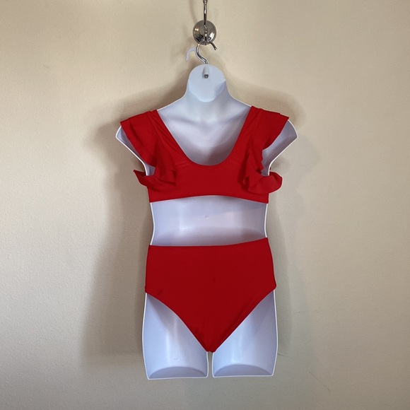 Red Ruffle Bikini 0X - Picture 6 of 7